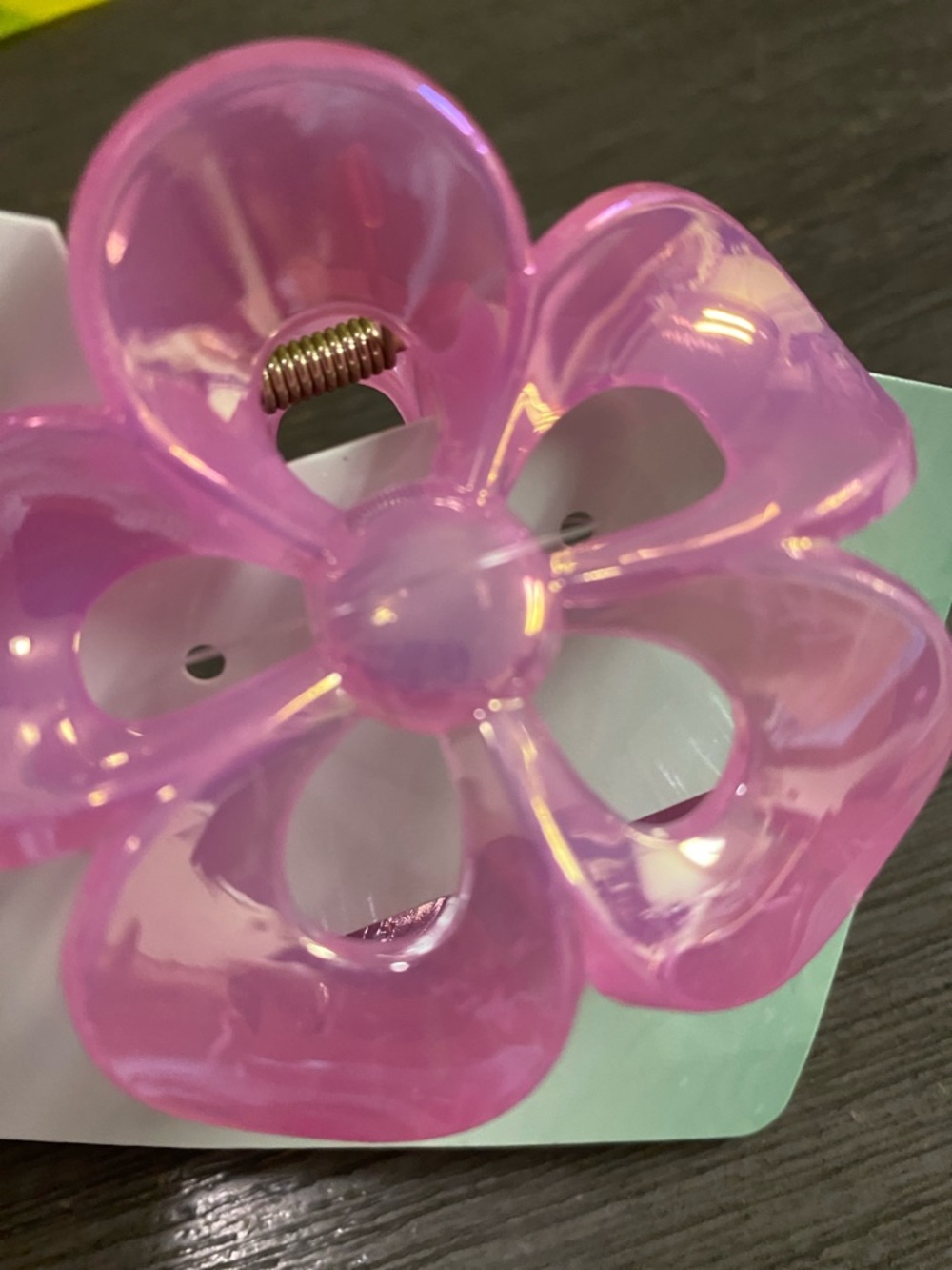 Pink Iridescent Flower Claw Clip